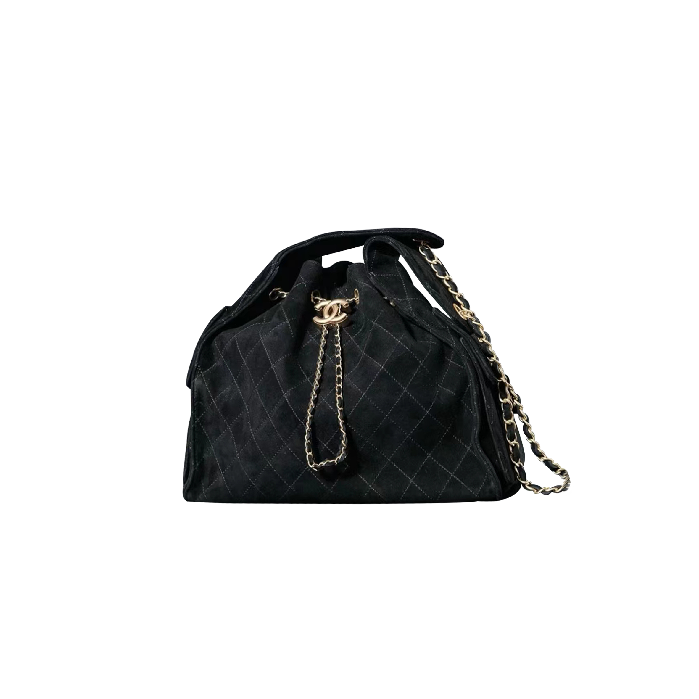 Ch*el casual style blended fabrics 2way chain plain leather black (41*31*15cm)